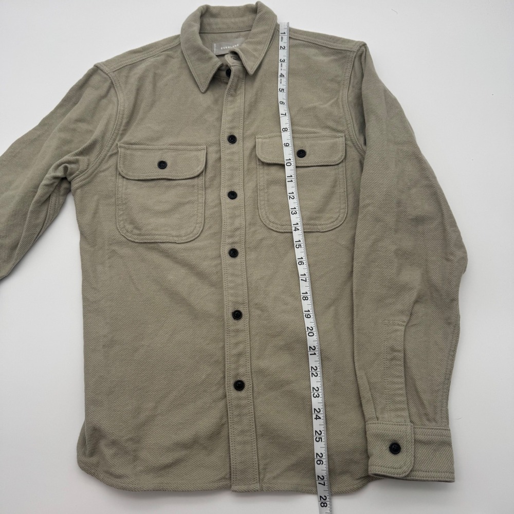 Everlane Mens Heavyweight Relaxed Flannel Shacket Khaki Cotton Twill Small - Picture 7 of 7